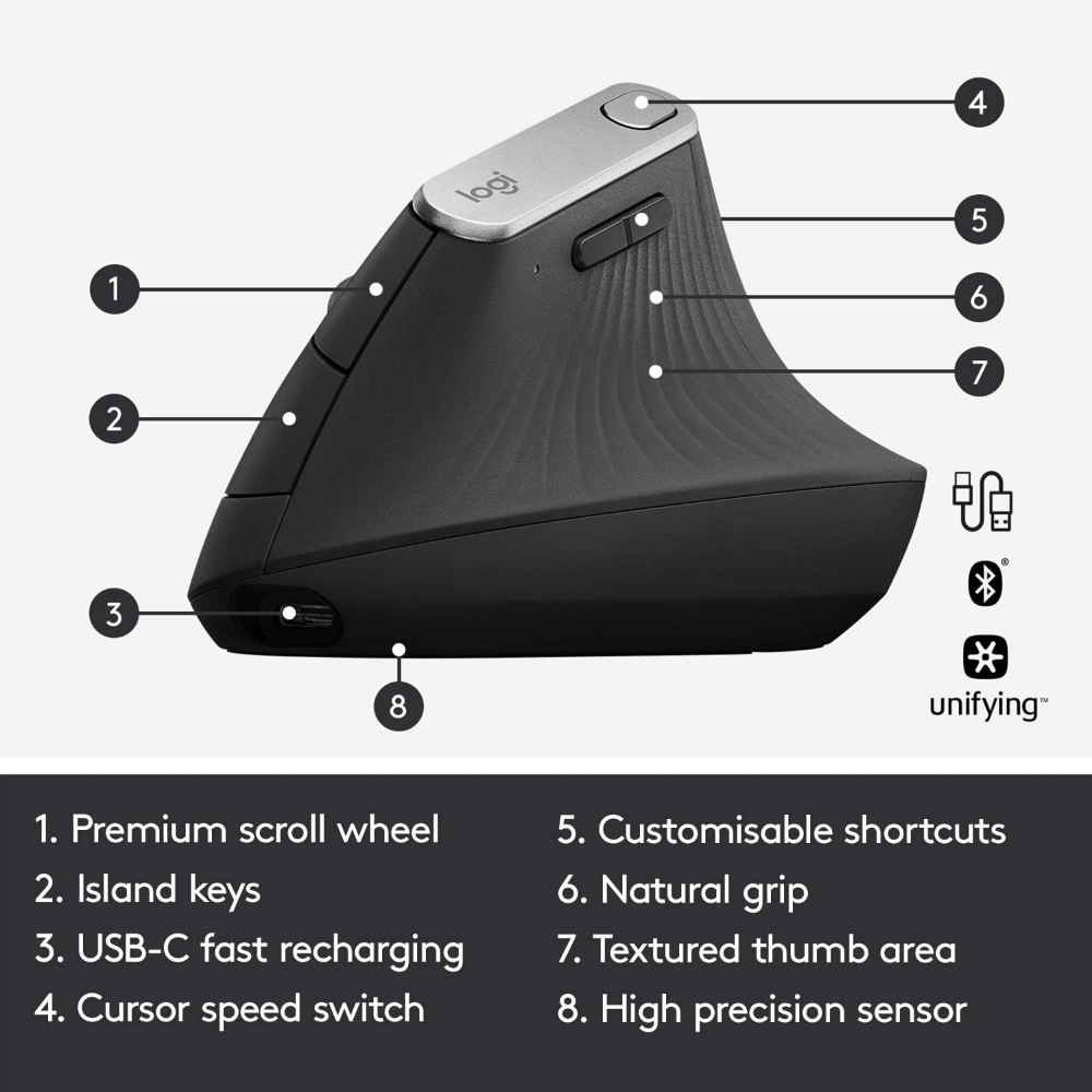 Logitech Vertical Ergonomic Mouse | Wireless Comfort & Precision