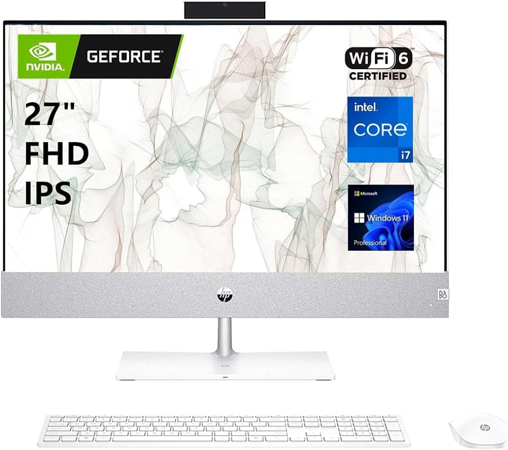 HP Pavilion 27 Business All-in-One Desktop, 27” FHD Screen, Intel Core i7-13700T, NVIDIA GeForce RTX 3050, 16GB RAM, 1TB SSD