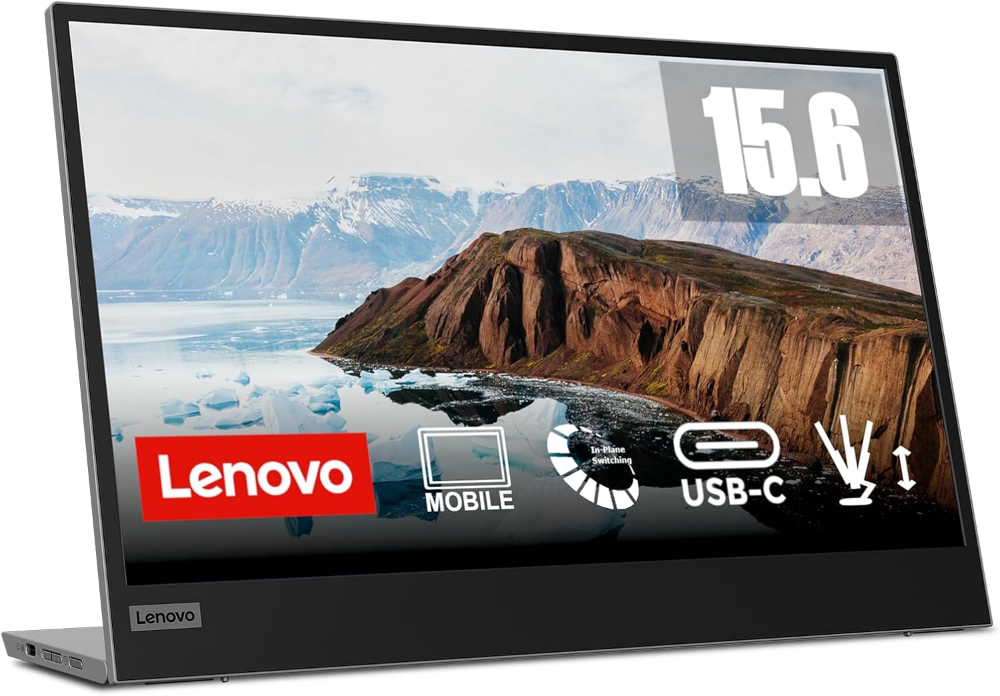 Lenovo L15 15.6" FHD USB-C Portable Monitor, Grey Color,  Connectivity: 2 USB-C 3.2 Gen 1