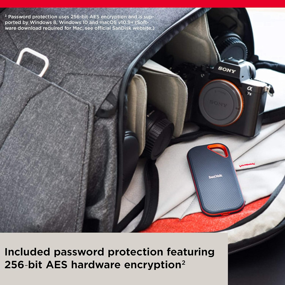 SANDISK E81 EXTREME PRO PORTABLE EXTERNAL SSD V2 2TB - Black
