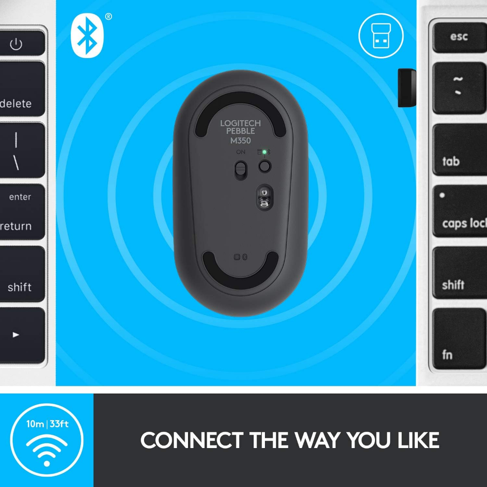Logitech Pebble M350s Slim and Silent Bluetooth Mouse - Tonal Graphite