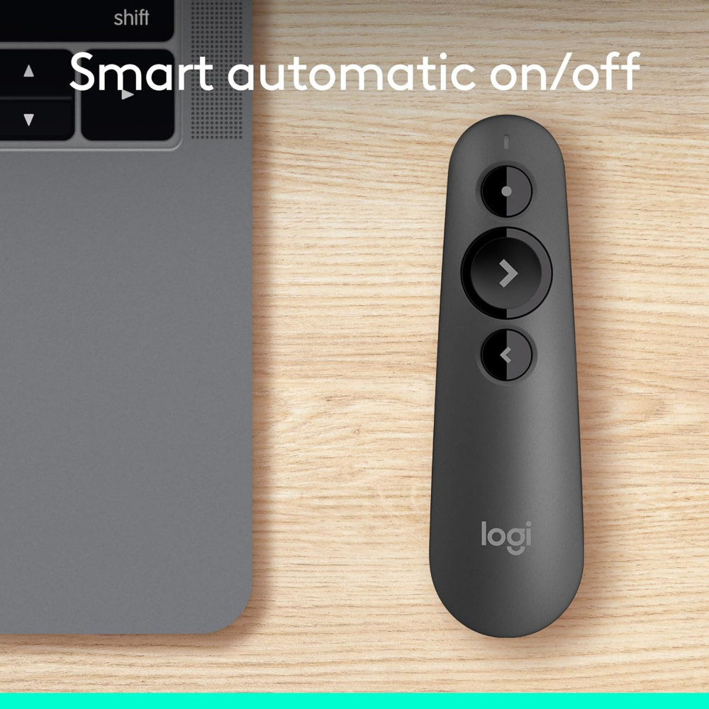 Logitech R500s Laser Presentation Remote Clicker with Dual Connectivity Bluetooth or USB for Powerpoint, Keynote, Google Slides, Wireless Presenter