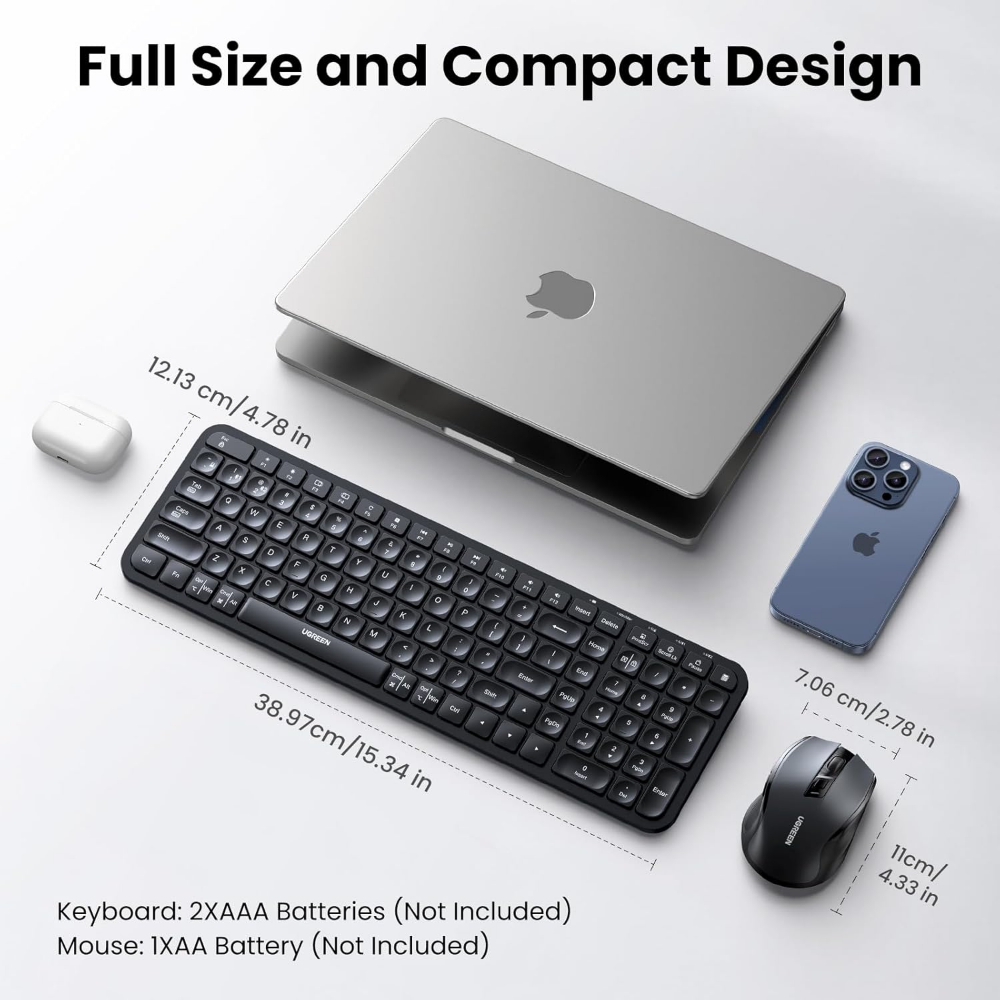 UGREEN Ergonomic and Wireless Keyboard and Mouse Combo