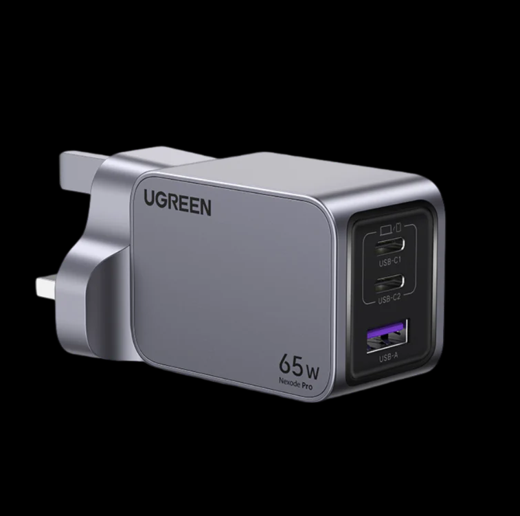 UGREEN Nexode Pro 65W 3-Port GaN Fast Charger UK (Grey) + 1.5M 100W USB-C Cable