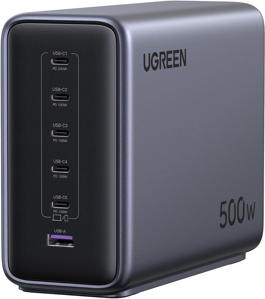 UGREEN Nexode 500W USB C Charger 6-Port GaN Desktop Charger Laptop Charger Fast Charging Station