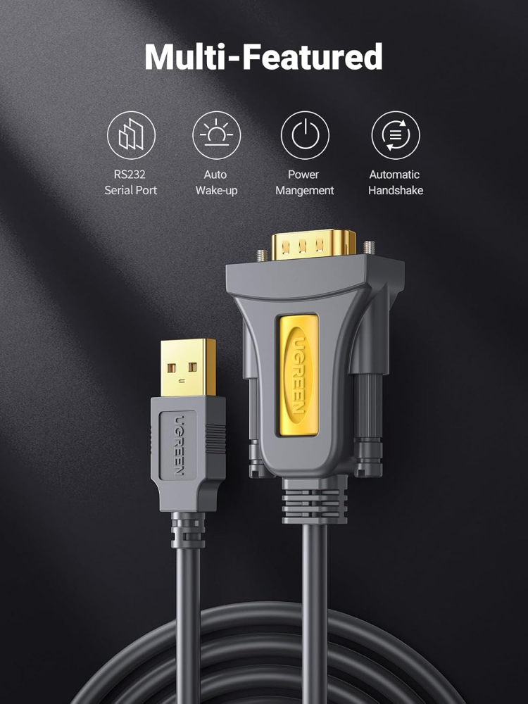 UGREEN USB-A 2.0 to DB9 RS-232 Male Adapter Cable 1.5m