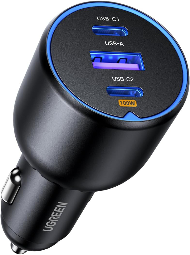 UGREEN Car Charger 130W USB C Fast Car Charge, 3-Port Cigarette Lighter USB Charger