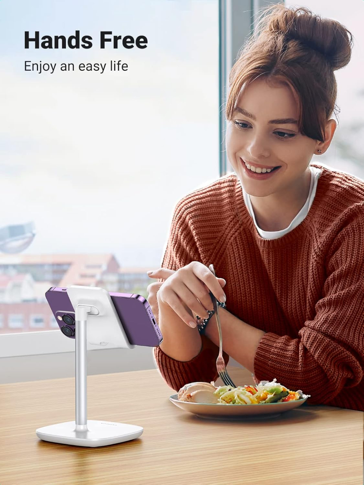 UGREEN Phone Holder, Metal 5°~45° Muti-Angle Adjustable Desk Phone Holder Tablet
