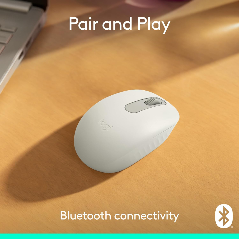 Logitech M196 Bluetooth Wireless Mouse, Compact and Portable Mouse for Laptops, Tablets and More, 12-Month Battery, Smooth Tracking, Compatible with PC and Mac, Windows and macOS - Off White