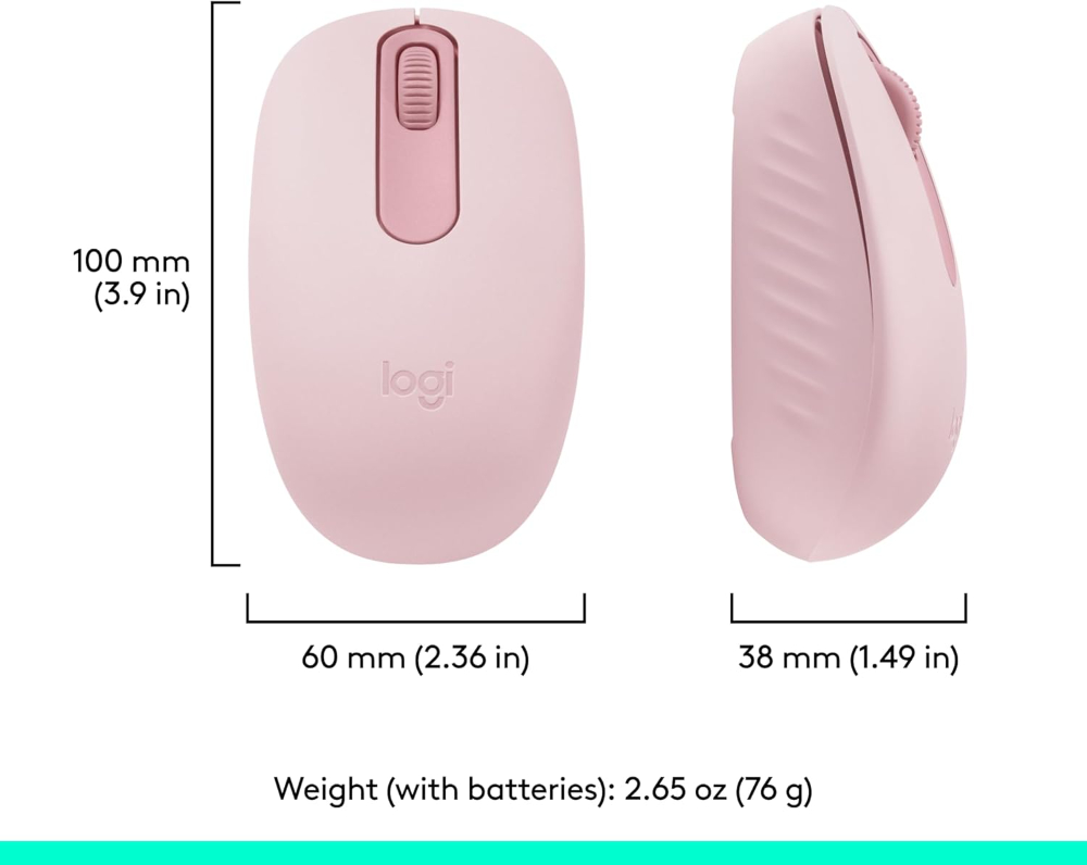 Logitech M196 Bluetooth Wireless Mouse, Compact and Portable Mouse for Laptops, Tablets and More, 12-Month Battery, Smooth Tracking, Compatible with PC and Mac, Windows and macOS, Rose