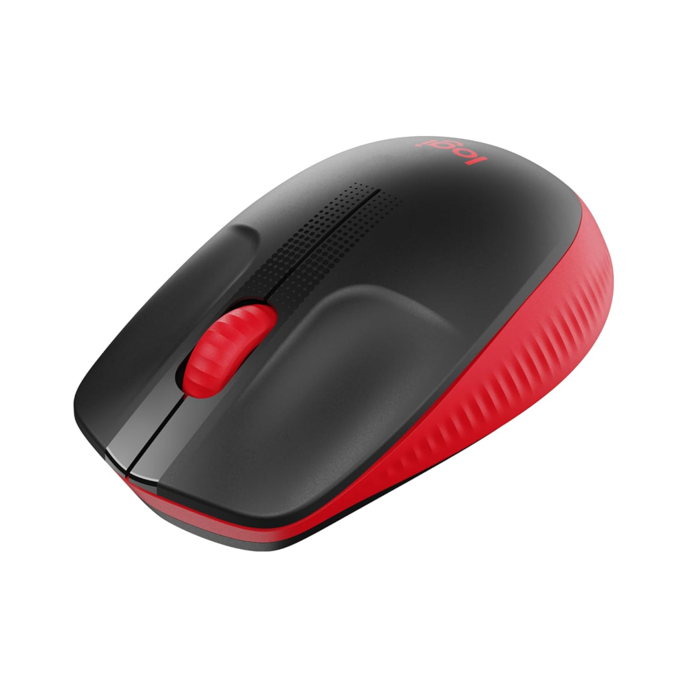 Logitech M190 Wireless Mouse, Full Size Ambidextrous Curve Design, 18-Month Battery with Power Saving Mode, USB Receiver, Precise Cursor Control + Scrolling, Wide Scroll Wheel, Scooped Buttons -Red