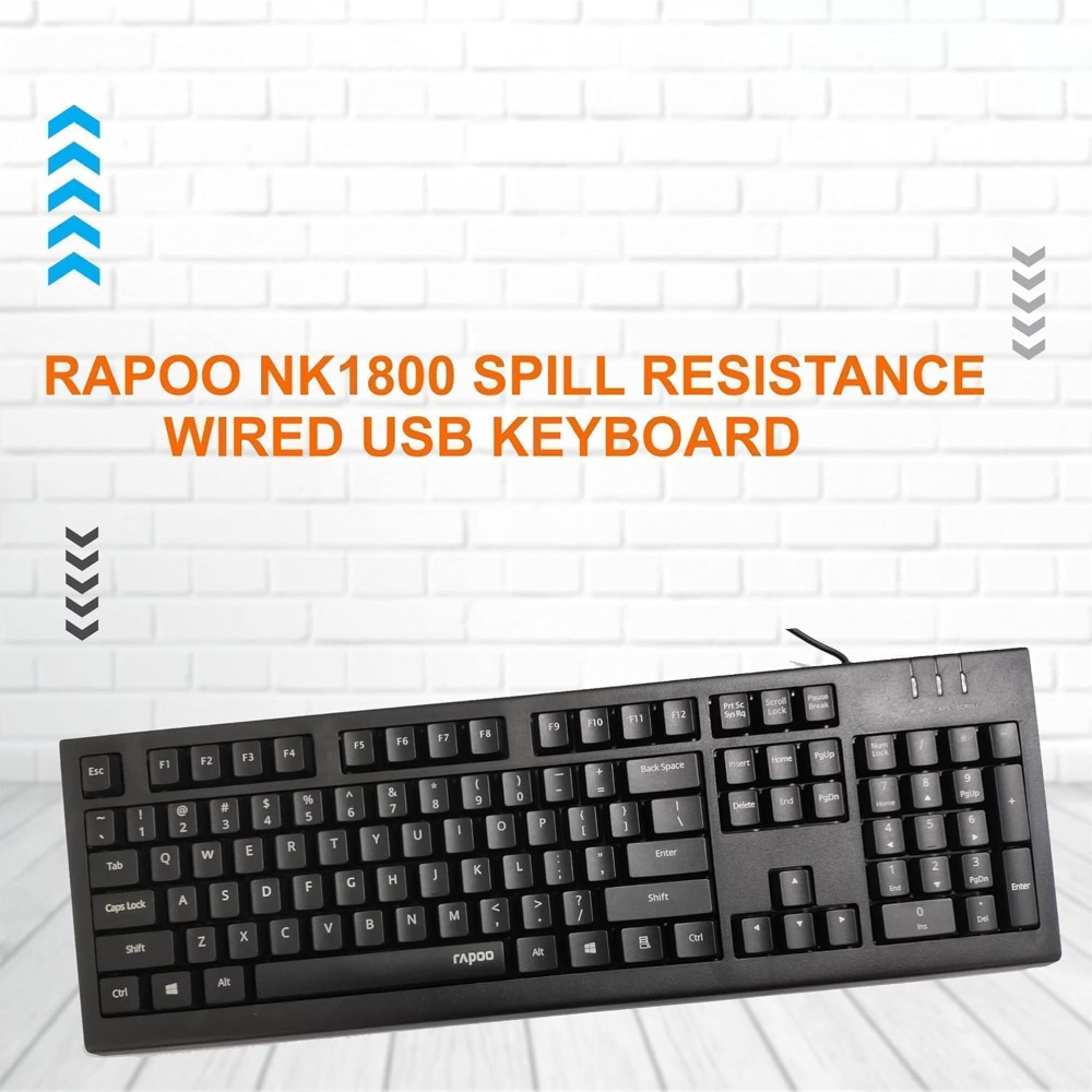 Rapoo Spill Resistance Wired USB Keyboard with Sealed anti-oxidation membrane