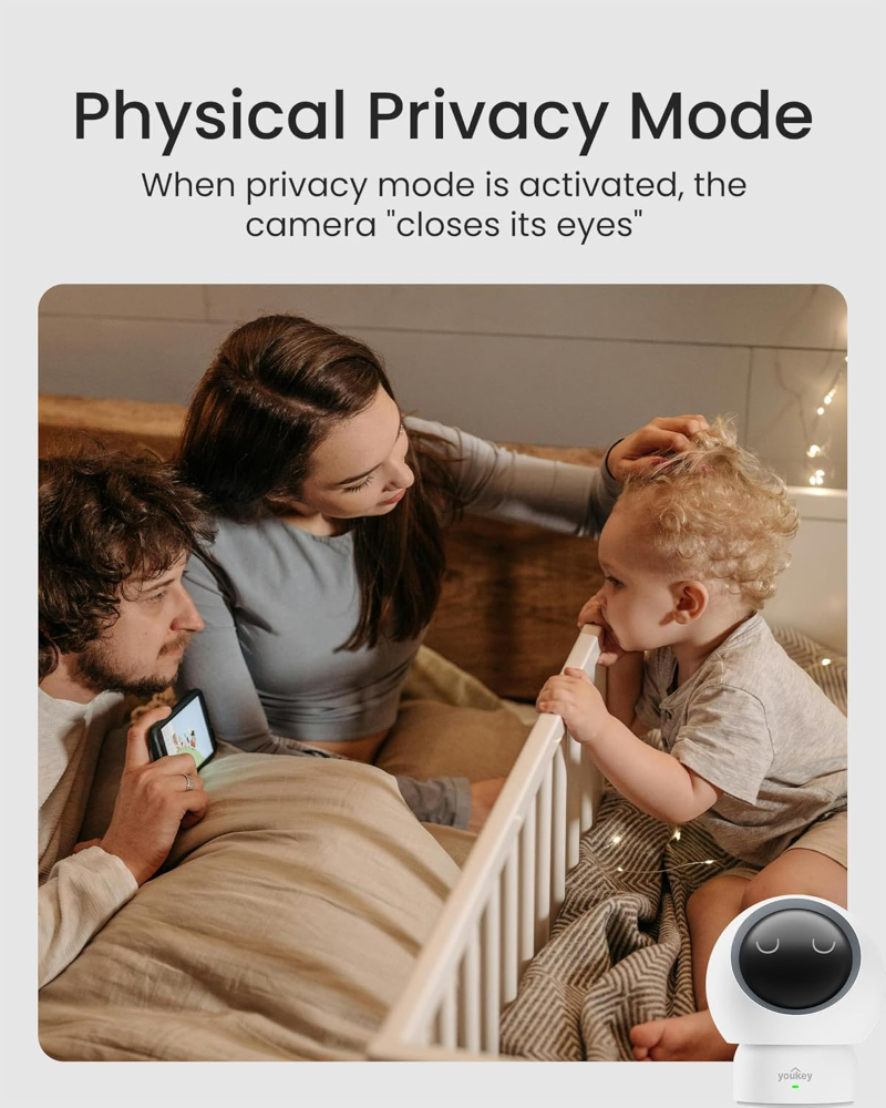 Youkey 2.5K Indoor Security Camera – Pan Tilt 360° WiFi Smart Camera