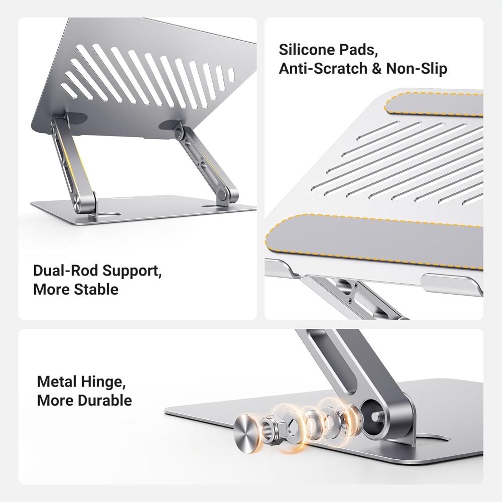 UGREEN  Full-Angle Hover Adjustable & Foldable Laptop Stand – Premium Ergonomic Aluminum Riser with Infinite Tilt for MacBook & Laptops up to 17 inch