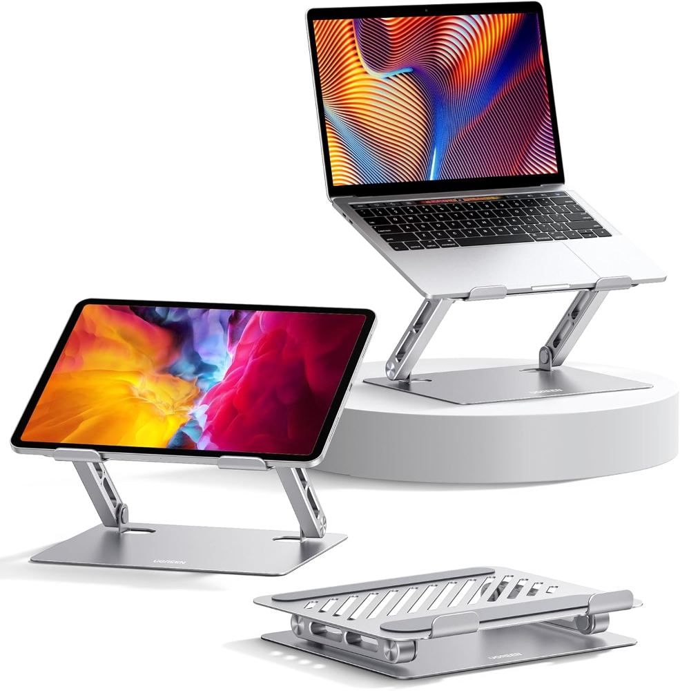 UGREEN  Full-Angle Hover Adjustable & Foldable Laptop Stand – Premium Ergonomic Aluminum Riser with Infinite Tilt for MacBook & Laptops up to 17 inch