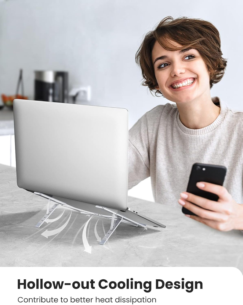 UGREEN  Foldable Laptop Stand with Height Adjustment – Portable Ergonomic Aluminum Riser, Adjustable Holder for MacBook & Laptops up to 16 inch