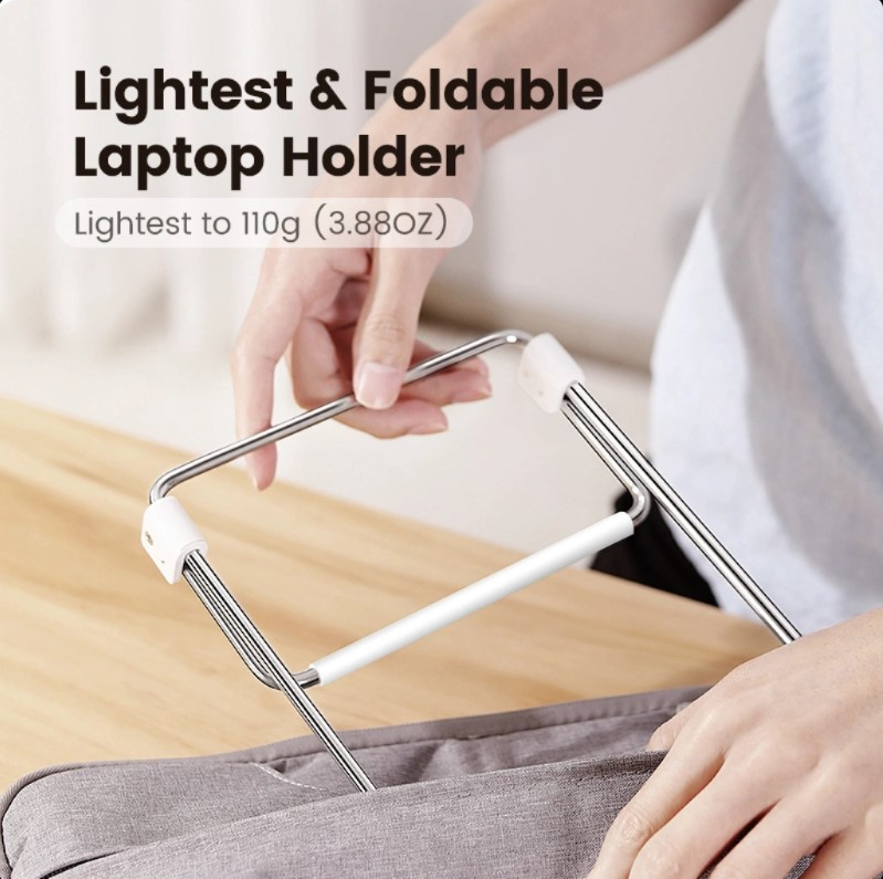 UGREEN Desktop Laptop Stand (Silver) – Ergonomic Aluminum Riser, Ventilated Cooling Holder for MacBook & Laptops up to 16 inch